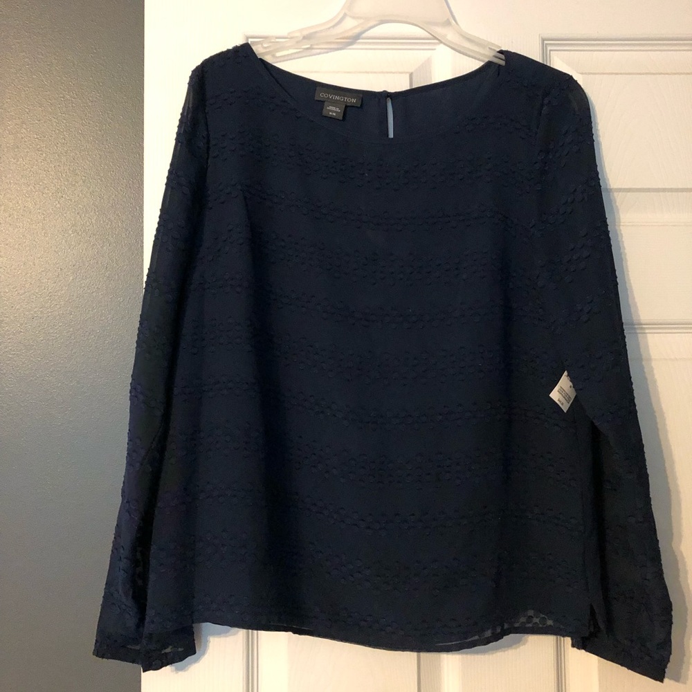 Navy chiffon blouse